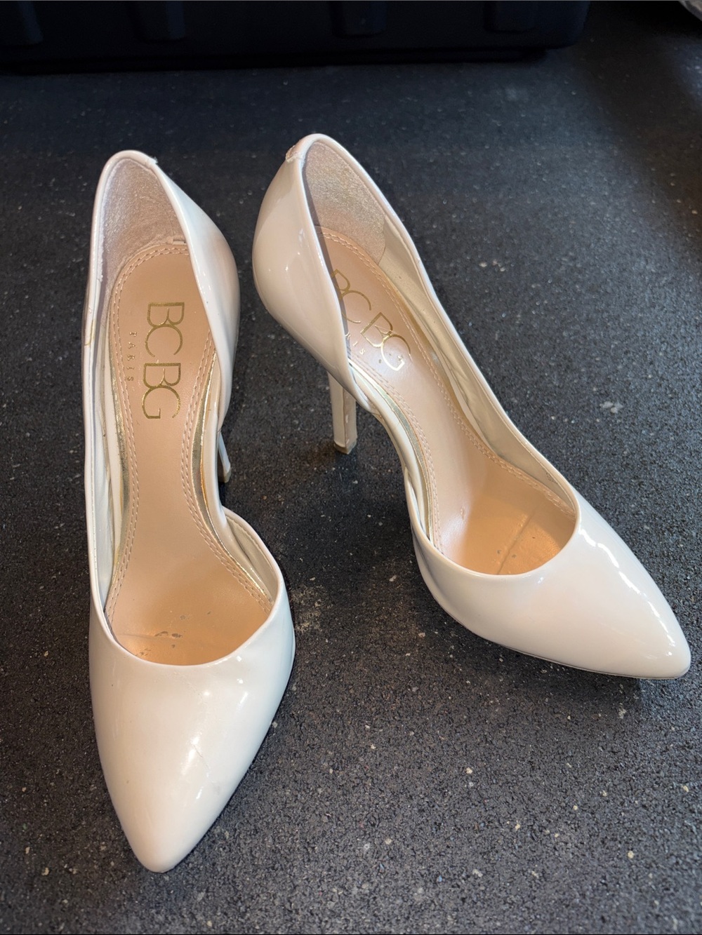 BCBG Nude Patent Pointed-Toe Stiletto Pumps